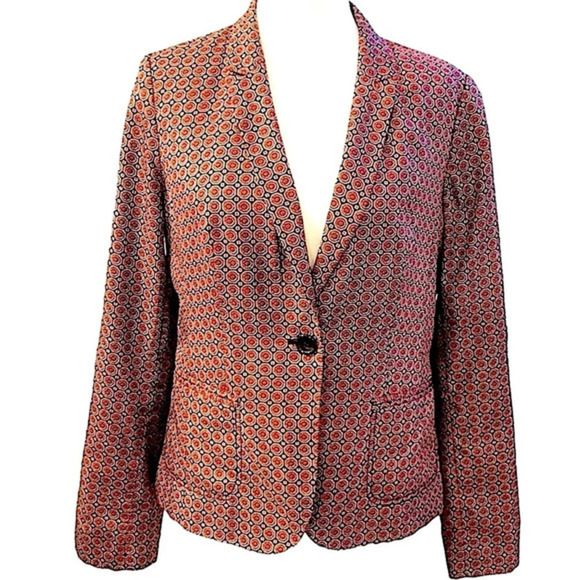 The Limited Vintage Medallion Print Blazer Jacket Satin Feel with Pockets Medium - Picture 2 of 16